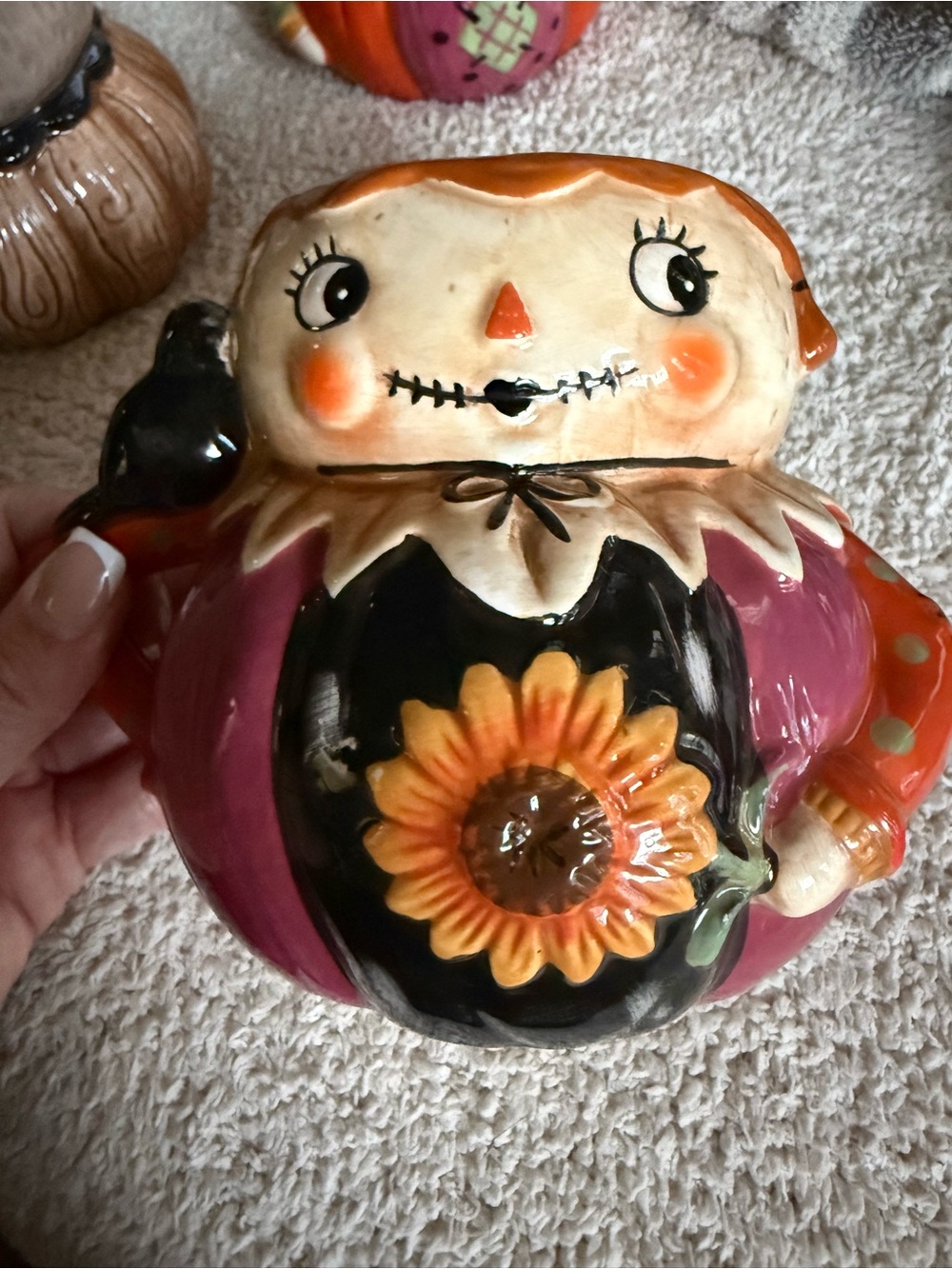 Johanna Parker Pumpkin Scarecrow Ceramic Mug - Pink & Orange